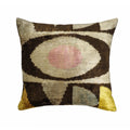 Eye of Ra silk velvet ikat pillow cover, 20 x 20