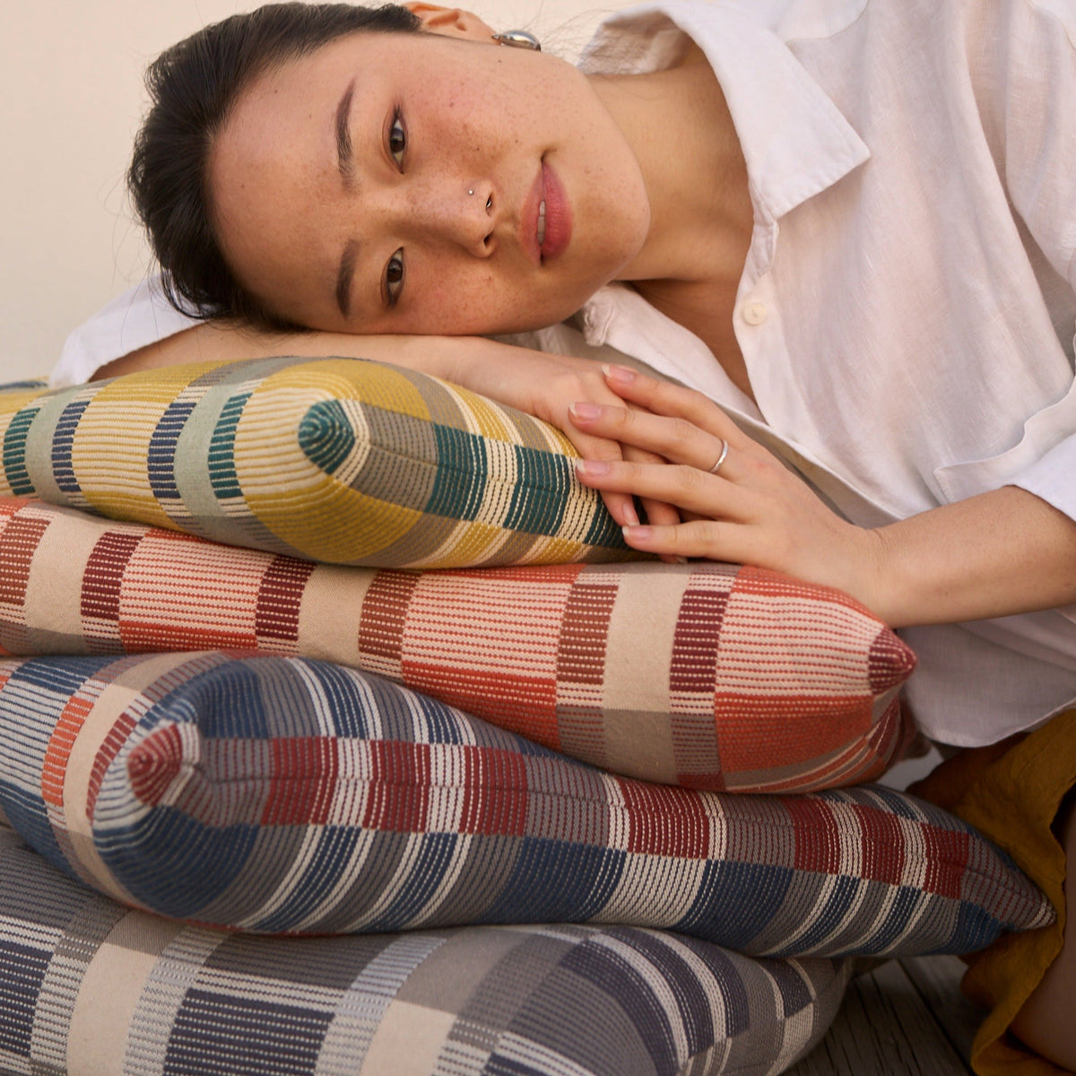 Skipping Block pillow cover, alternate view
