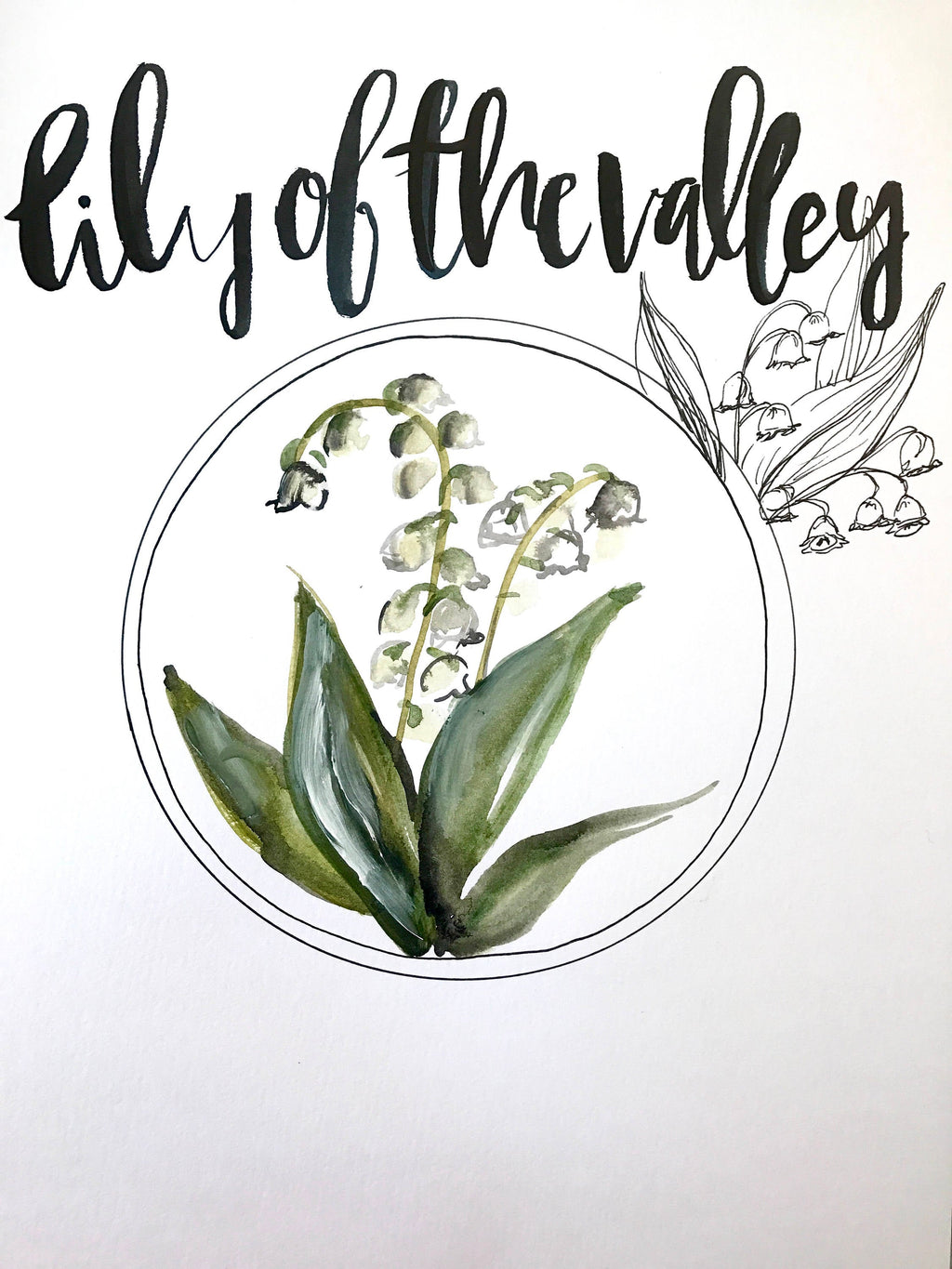 Lily of the valley print, framed