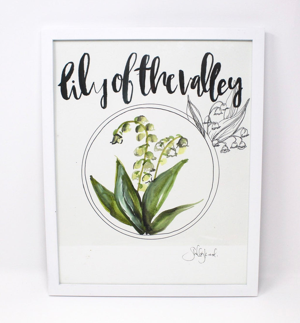 Lily of the valley floral art print, 11x14