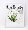 Lily of the valley floral art print, 11x14