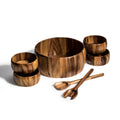 Dragor 7-piece acacia salad bowl set with servers