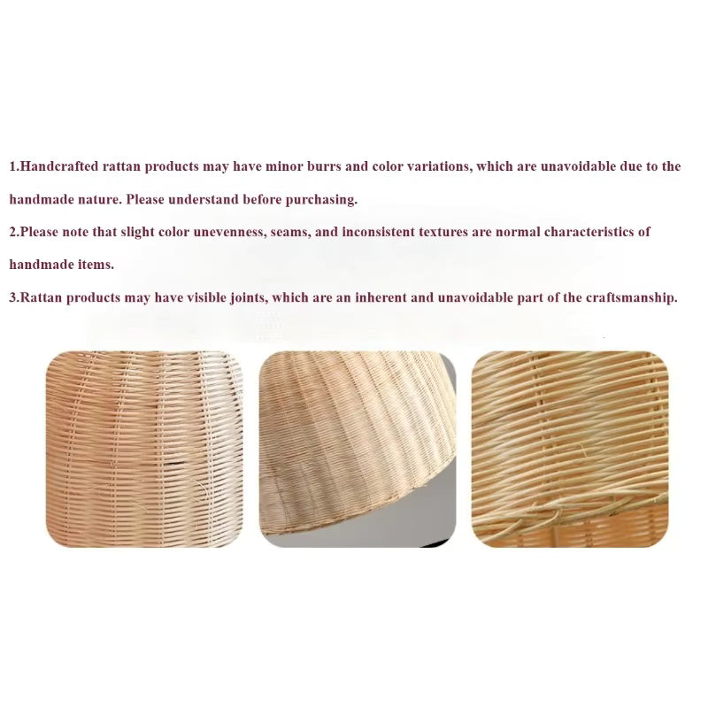 Rattan table lamp with linen-blend shade, view 4