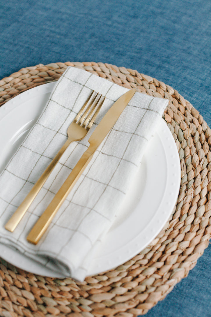 Stone Washed Linen Windowpane Napkins, view 2