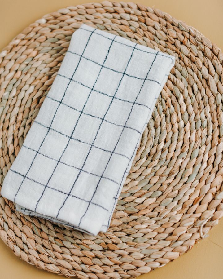 Stone Washed Linen Windowpane Napkins, view 4