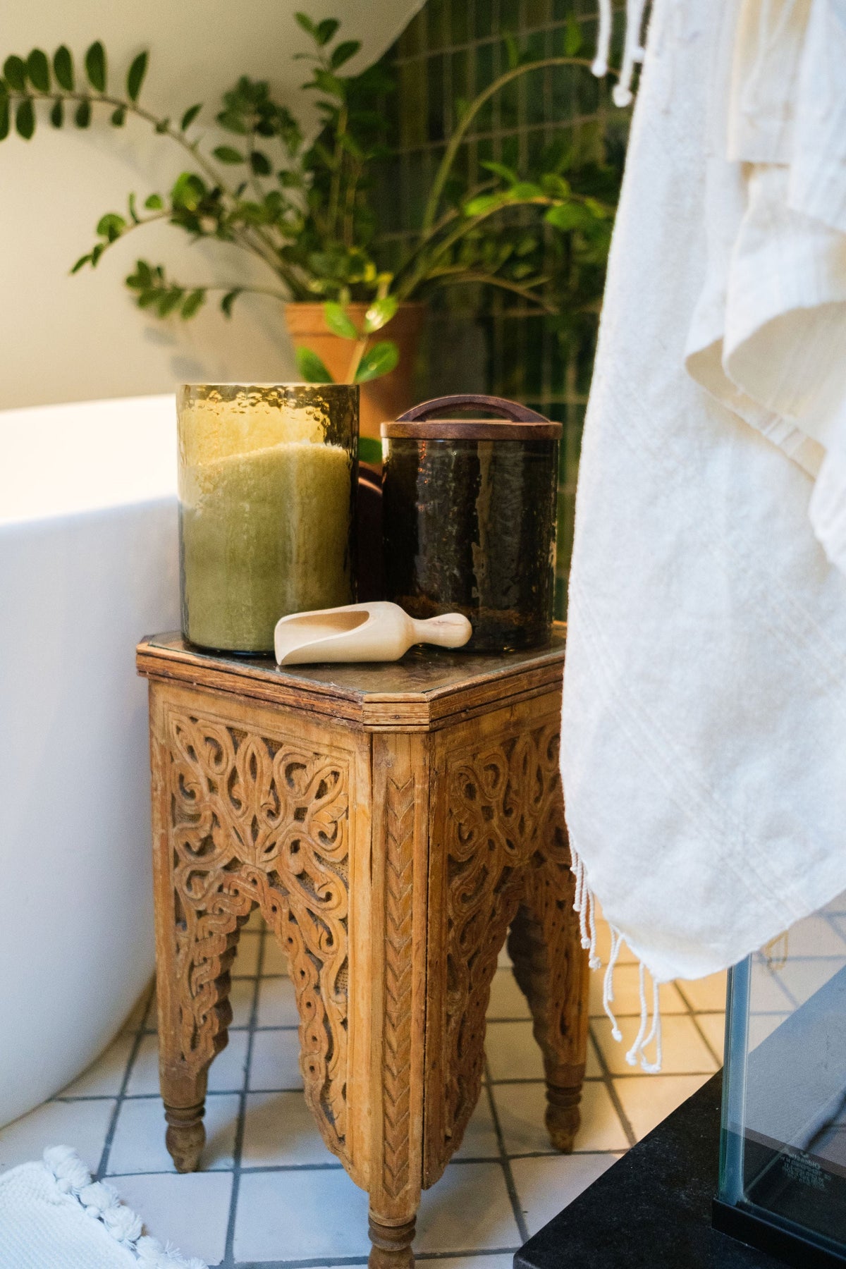 Hammered Glass Canisters with Wood Lid, view 13