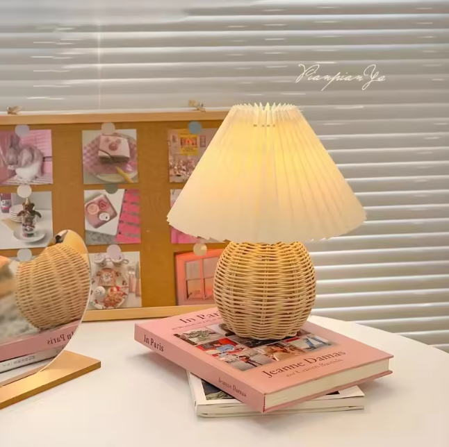 Handwoven Rattan Bedside Lamp