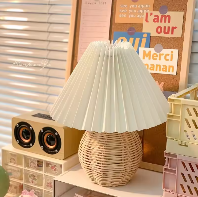 Handwoven Rattan Bedside Lamp