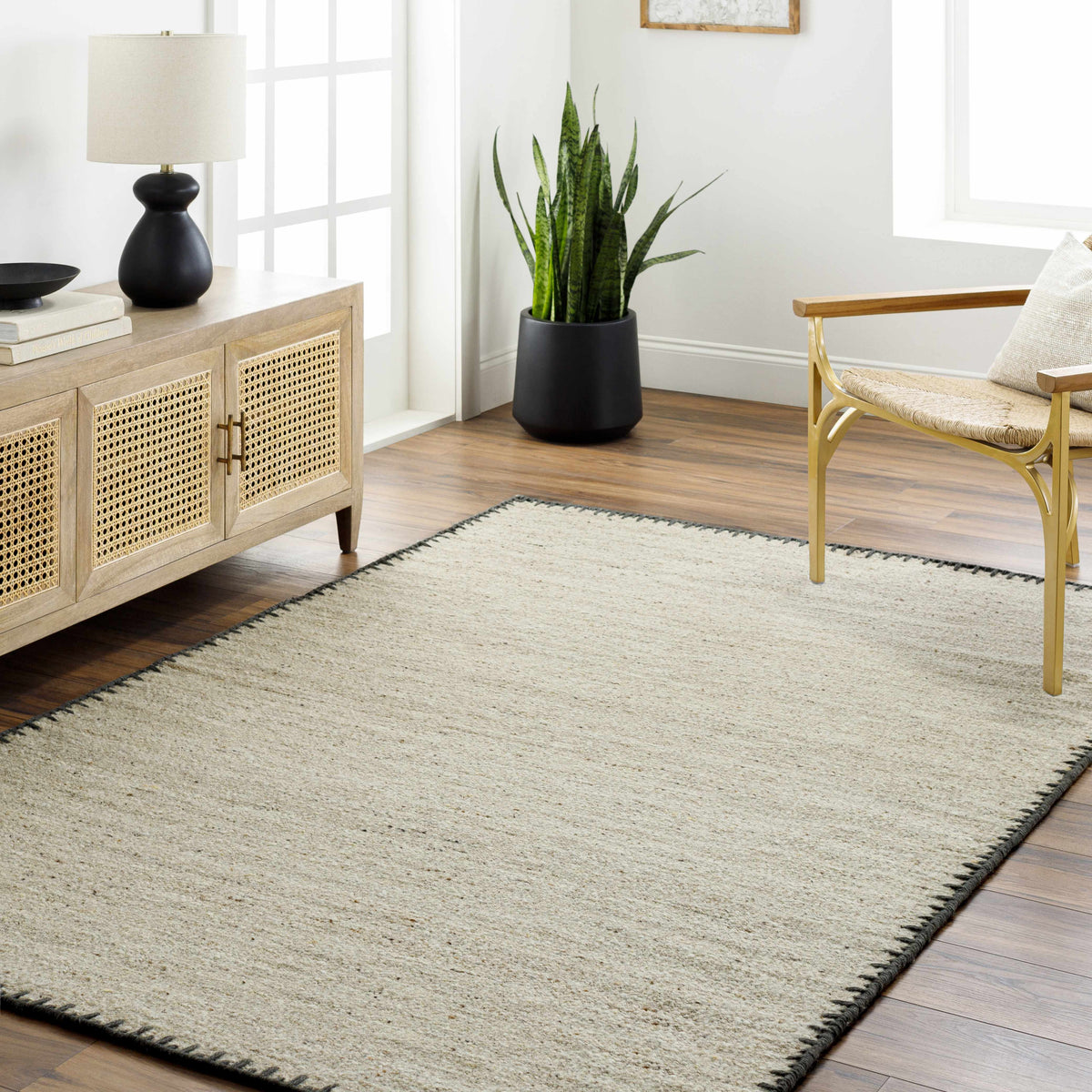 Ayumu Hand-Woven Wool Rug, Beige