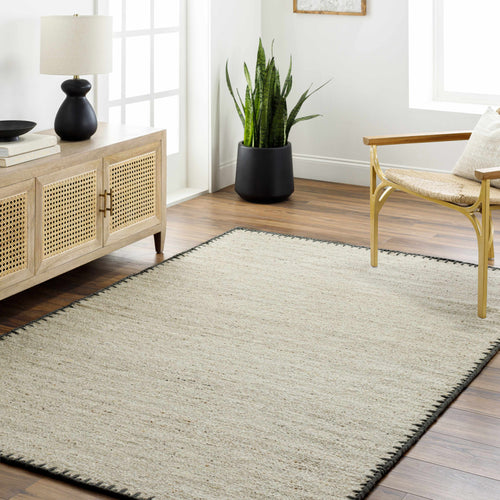 Ayumu hand-woven wool rug in beige, view 2