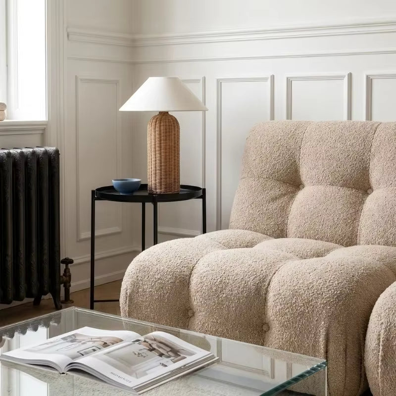 Rattan & Linen-Blend Table Lamp
